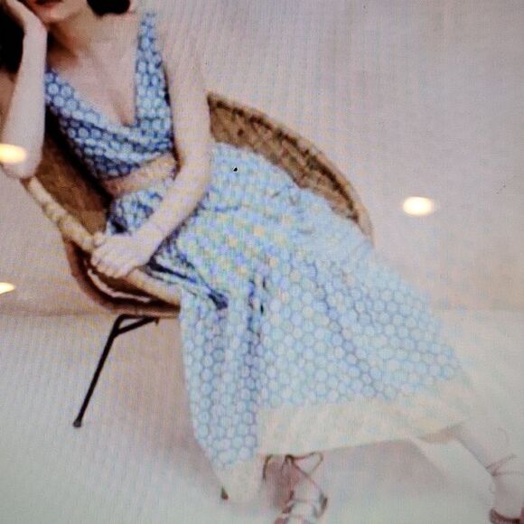 J. Crew Point Sur Blue Yellow Tiered Floral Maxi Dress Peasant Long Boho Altered - Picture 16 of 16